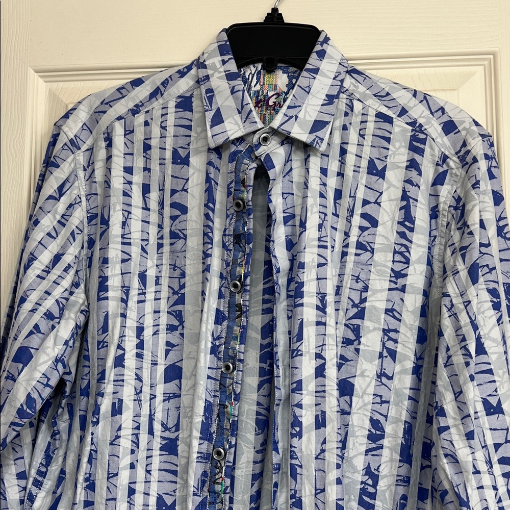 Robert Graham Blue and White Geometric Shirt
